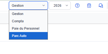 Sélection du module Parc Auto