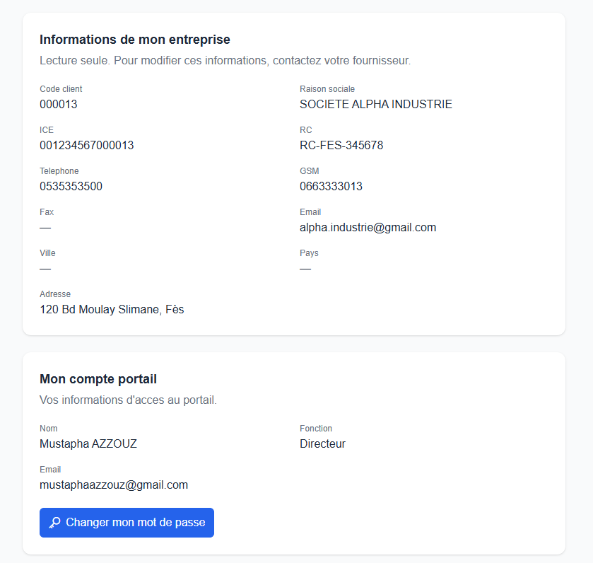 Profil portail client