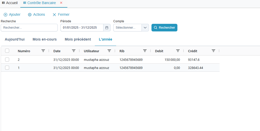Liste des contrôles bancaires