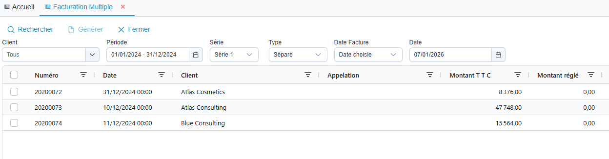 Facturation multiple